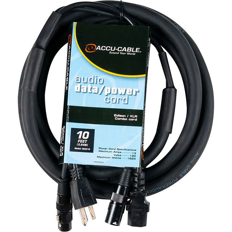 American DJ Accu-Cable SKAC10 AC Power & XLR DMX Combo Cable (10')