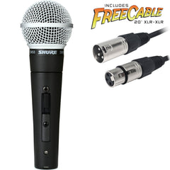 Shure SM58S Dynamic Cardioid Vocal Microphone with On/Off Switch and FREE 20' XLR Cable Image 1