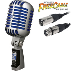 Shure Super 55 Deluxe Supercardioid Dynamic Vocal Microphone with FREE 20' XLR Cable Image 1