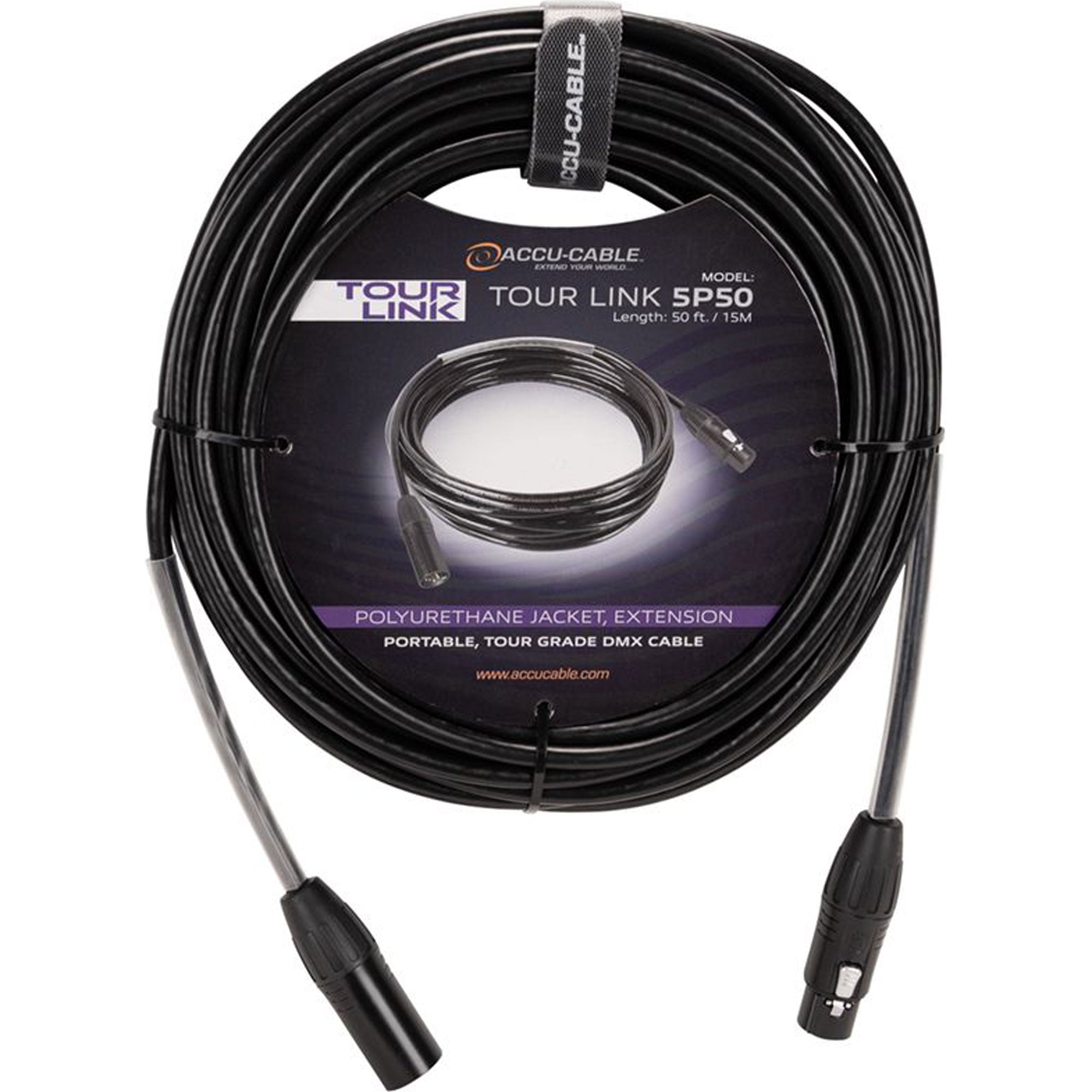 American DJ Tour Link 5P50 Professional Accu-Cable Series 5-Pin DMX Cable (50')