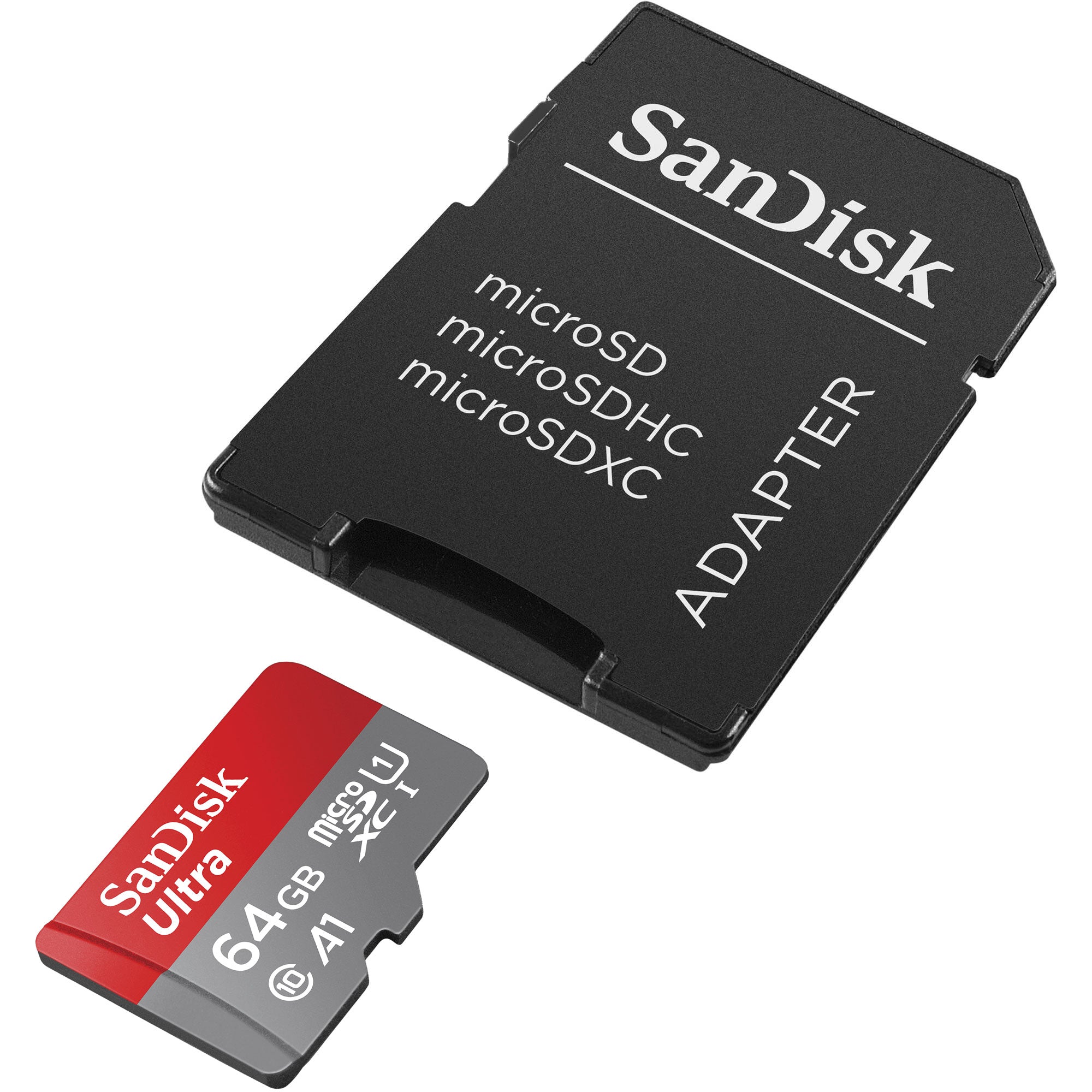 SanDisk 64GB Ultra UHS-I microSDXC Memory Card with SD Adapter (Class 10)