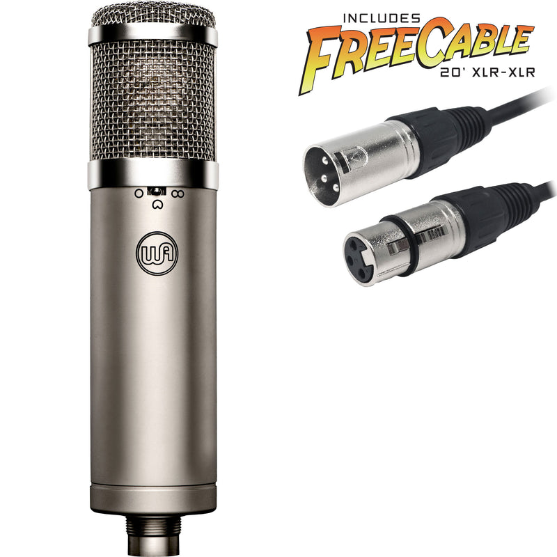 Warm Audio WA-47jr Large-Diaphragm FET Condenser Microphone with FREE 20' XLR Cable (Silver)