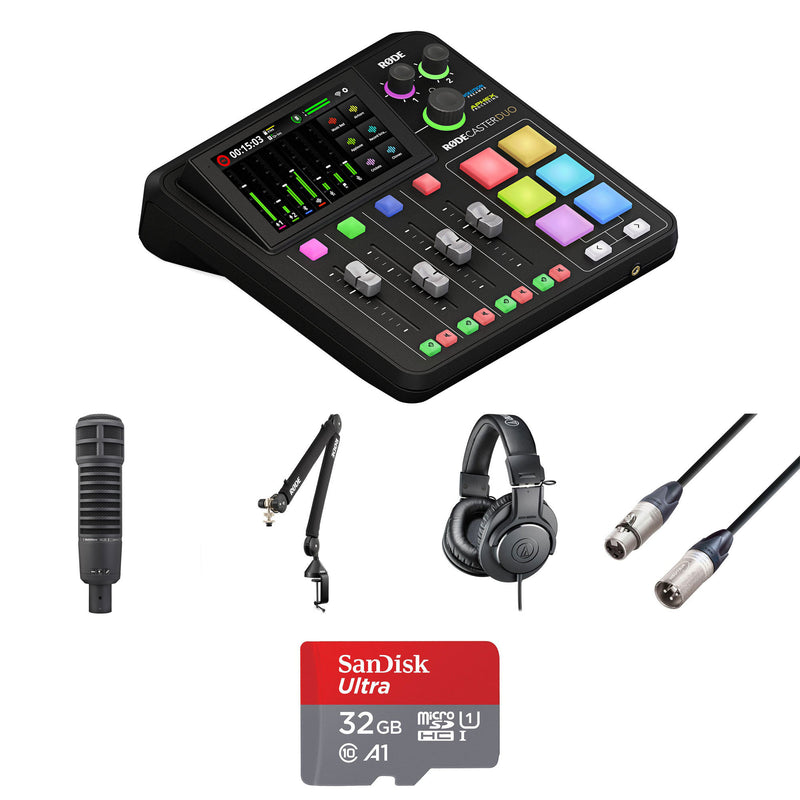 Rode RODECaster Duo Ultimate 1-Person Podcasting Kit with RE20 Mic, Boom Arm & Headphones (Black)
