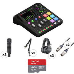 Rode RODECaster Duo Ultimate 2-Person Podcasting Kit with RE20 Mics, Boom Arms & Headphones (Black) Image 1