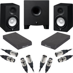 Yamaha HS5 Powered Studio Monitors and HS8S Subwoofer with Isolation Pads and Cables Kit (Black) Image 1