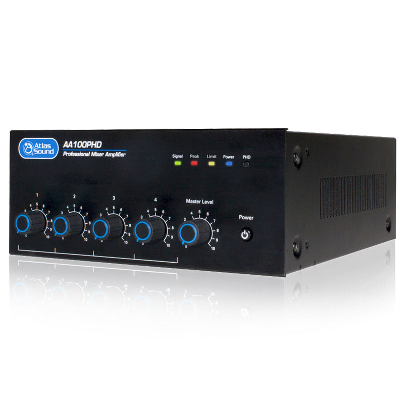 AtlasIED AA100PHD 4-Input, 100-Watt Mixer Amplifier with Automatic System Test