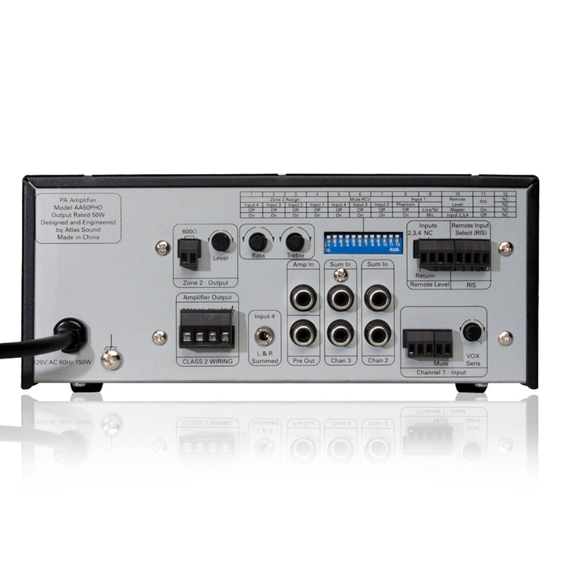 AtlasIED AA50PHD 4-Input, 50-Watt Mixer Amplifier with Automatic System Test