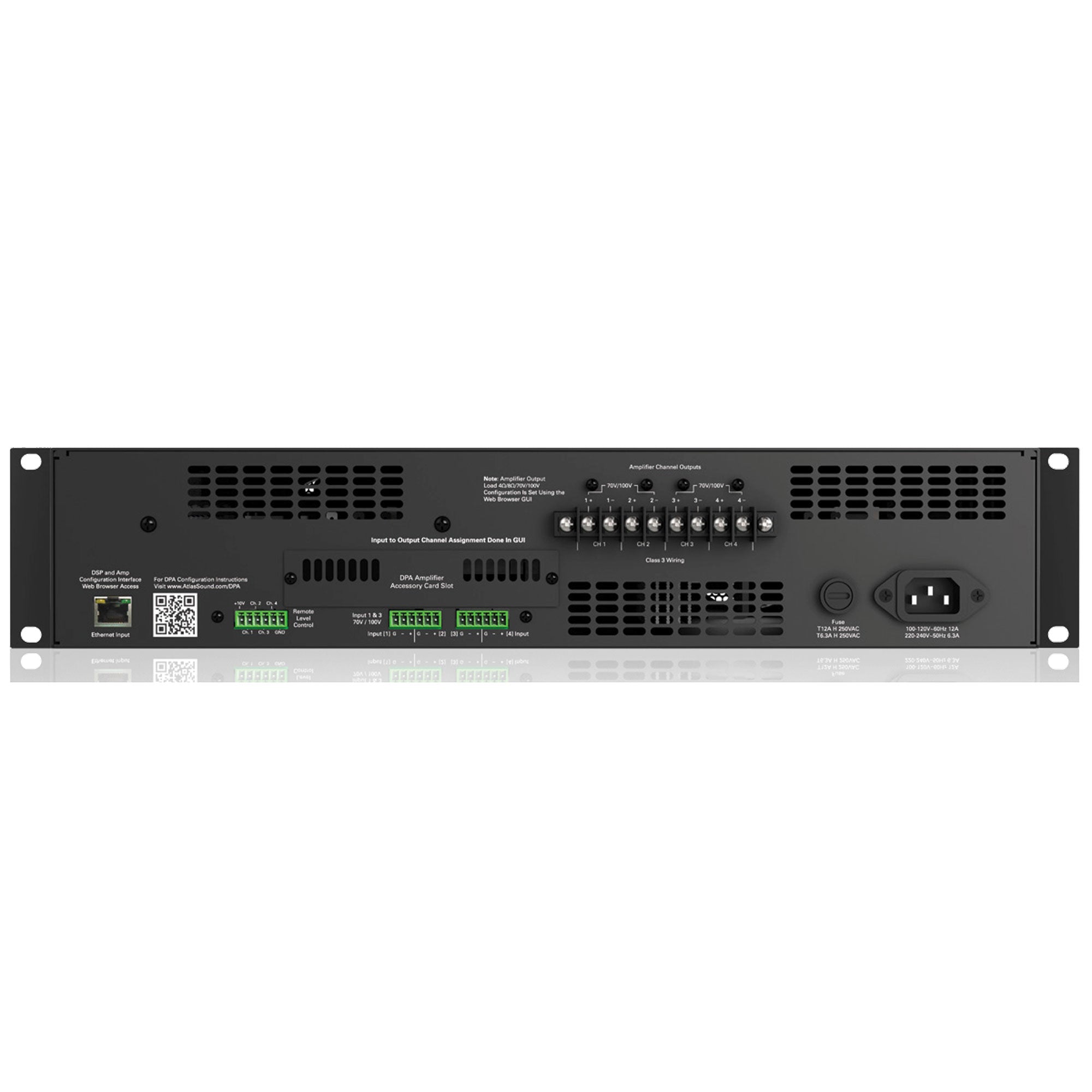 AtlasIED DPA2402 2400-Watt Networkable Multi-Channel Power Amplifier with Dante Network Audio