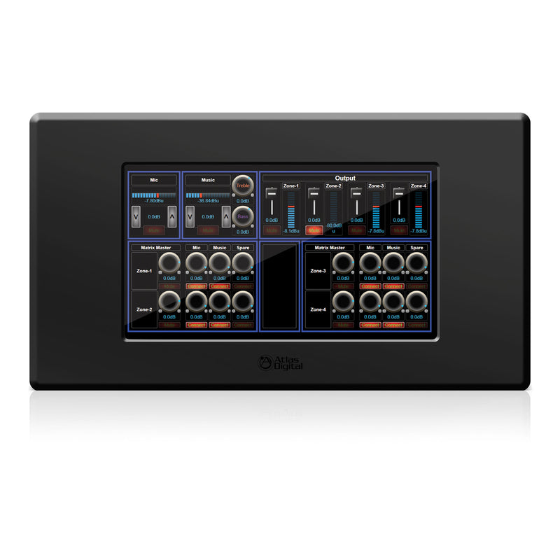 AtlasIED BBWP-TOUCH7B BlueBridge 7" Touch Panel Wall Controller (Black)