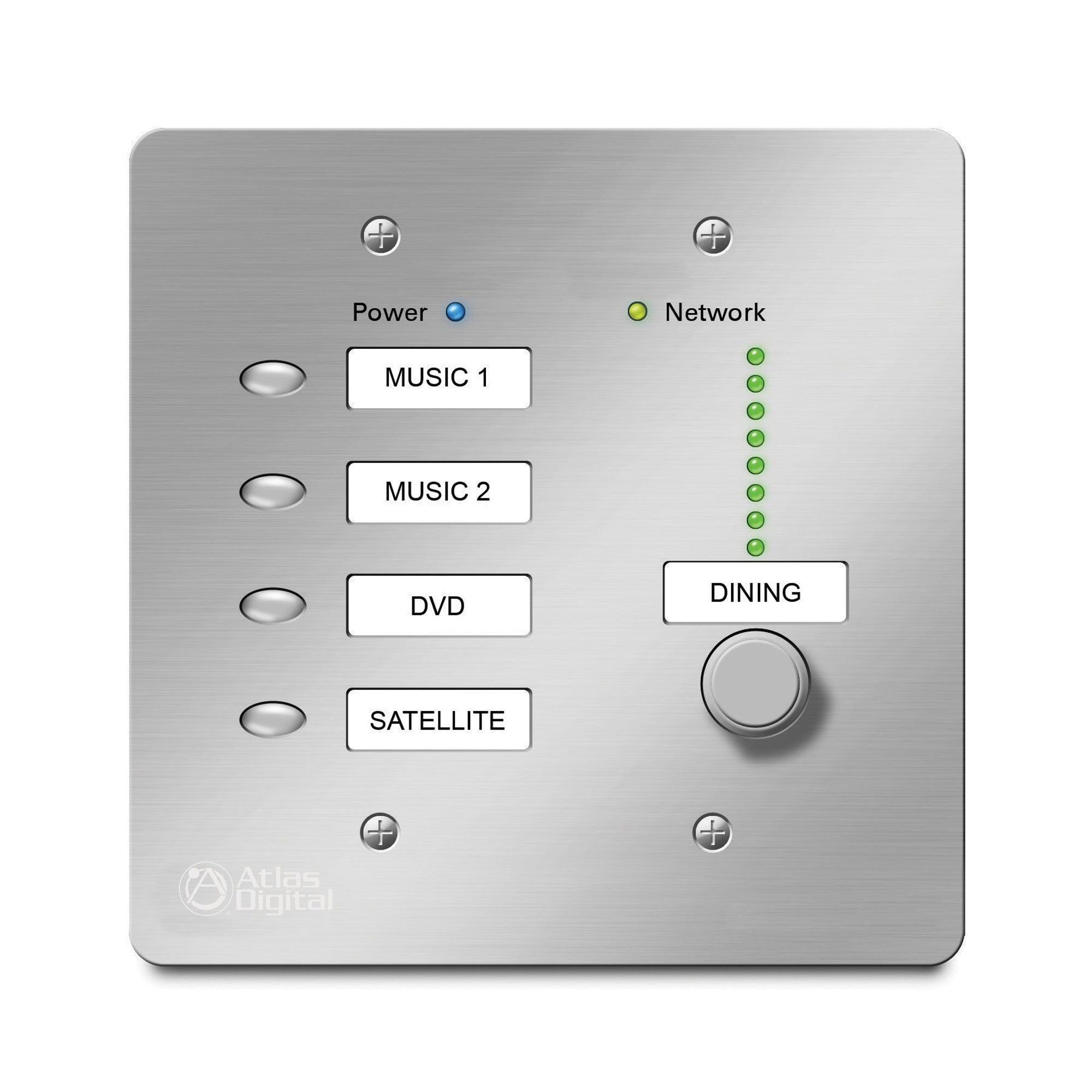 AtlasIED BBWP-S4K1W Bluebridge Controller With 4 Buttons and 1 Level Control (White)