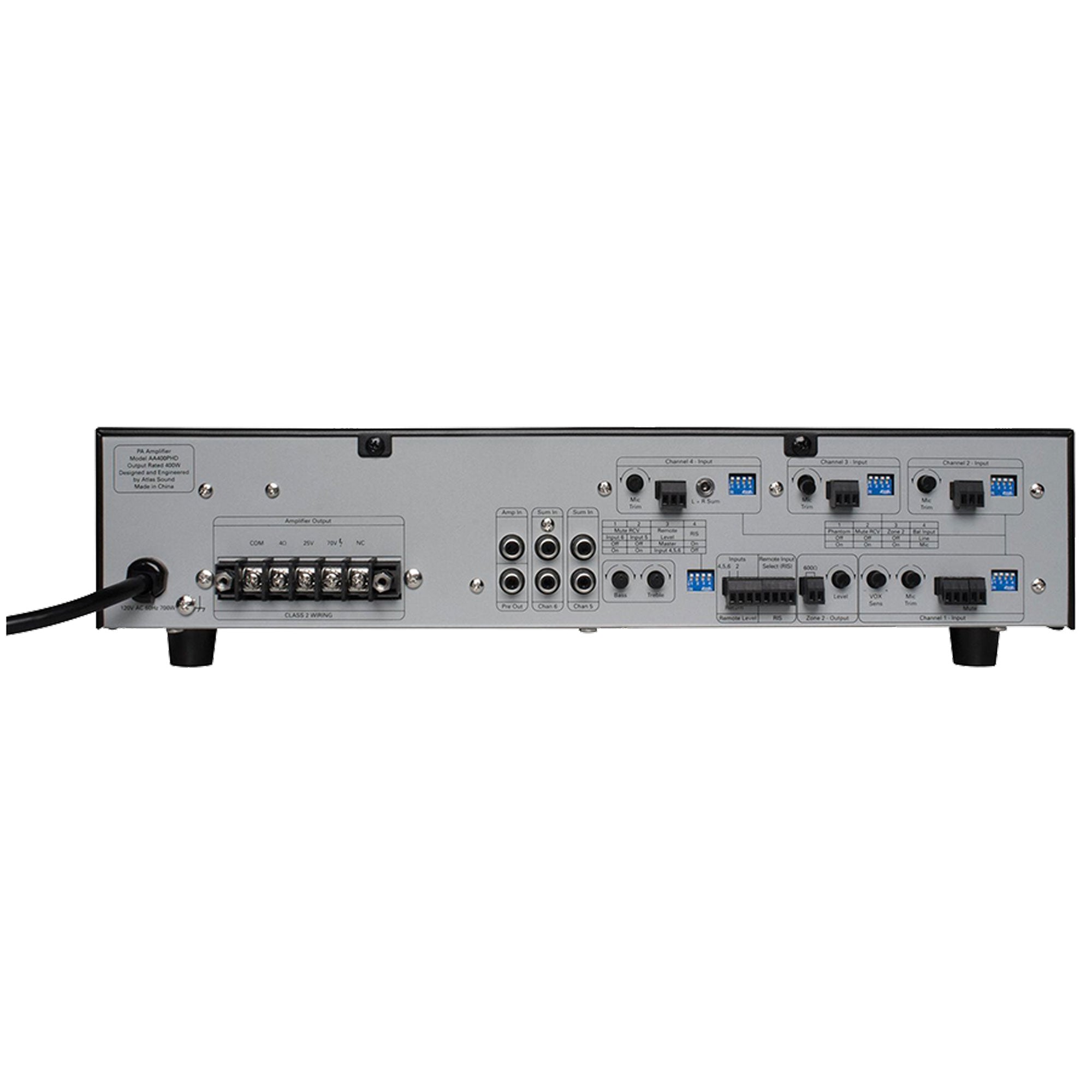 AtlasIED AA400PHD 6-Input, 400-Watt Mixer Amplifier with Automatic System Test Circuitry