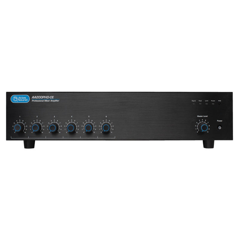 AtlasIED AA200PHD-CE 6-Input, 200-Watt Mixer Amplifier with Automatic System Test (CE Listed)