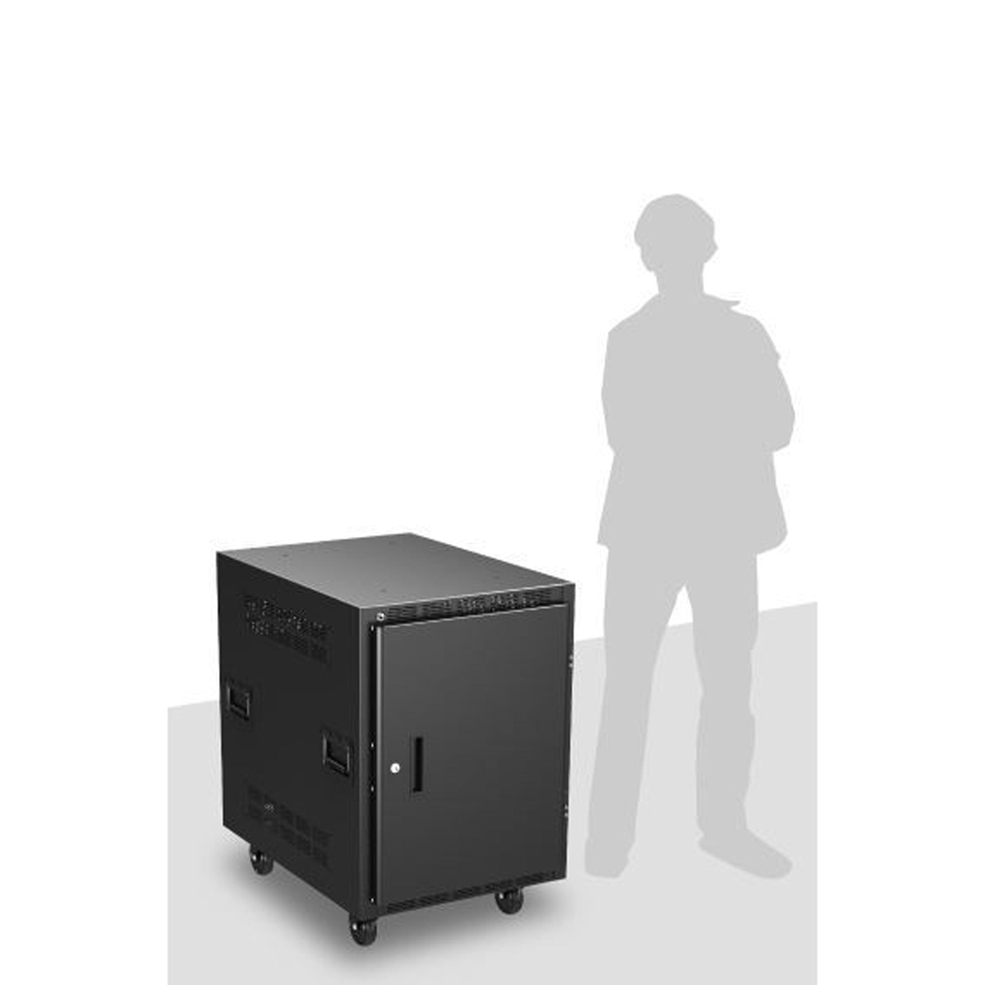 AtlasIED RX14-25SFD Mobile Equipment Rack with Solid Front Door (14U, 25" Deep)