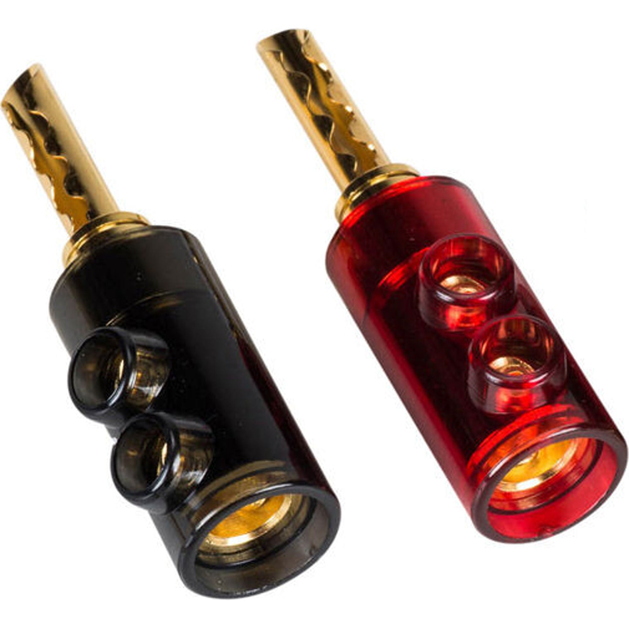Performance Audio BFA Style Banana Plugs with Polycarbonate Shell (1 Red & 1 Black)