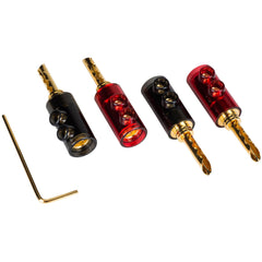 Performance Audio BFA Style Banana Plugs with Polycarbonate Shell Bi-Wire Kit (2 Red & 2 Black) Image 1