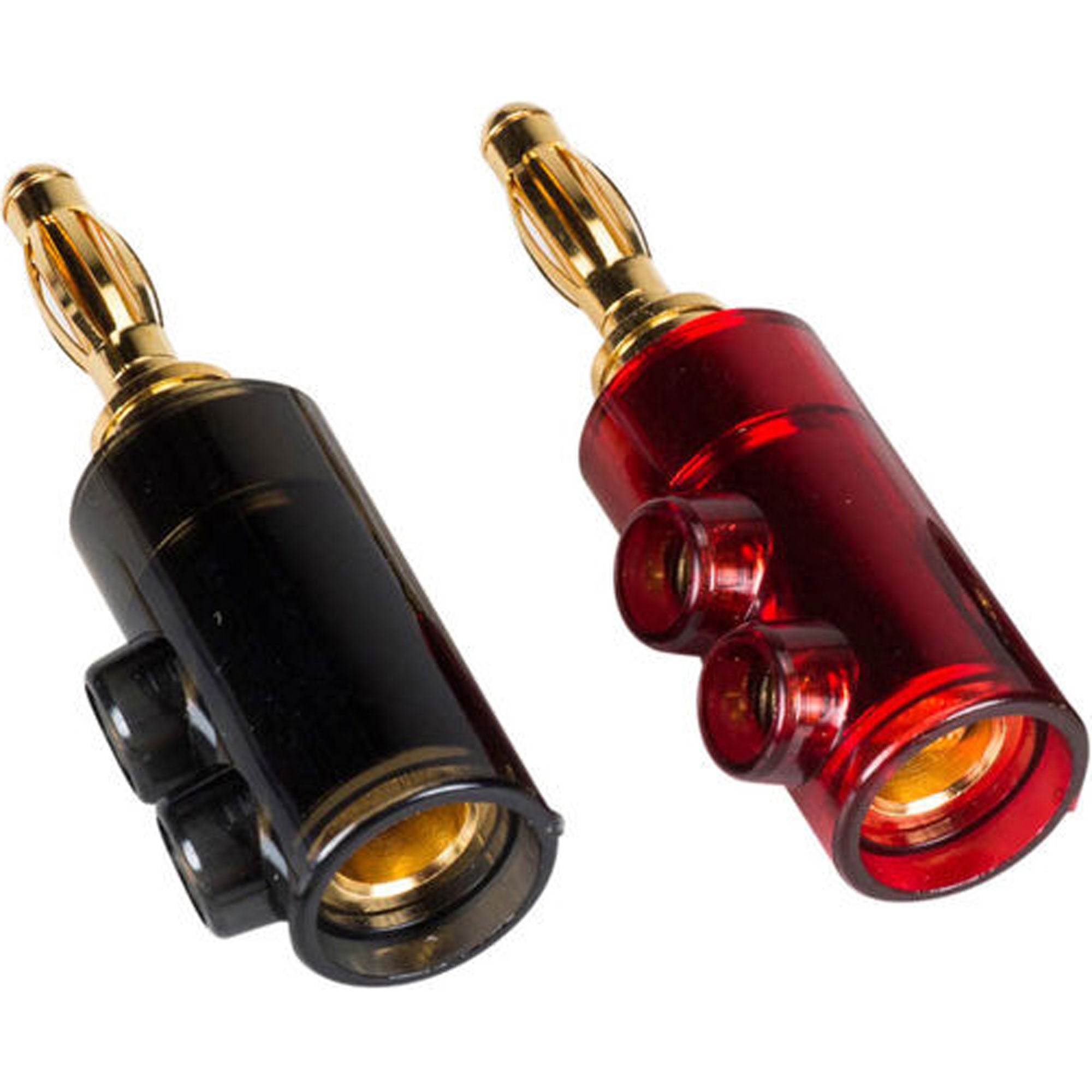 Performance Audio Nine Tines Banana Plugs with Polycarbonate Shell (1 Red & 1 Black)