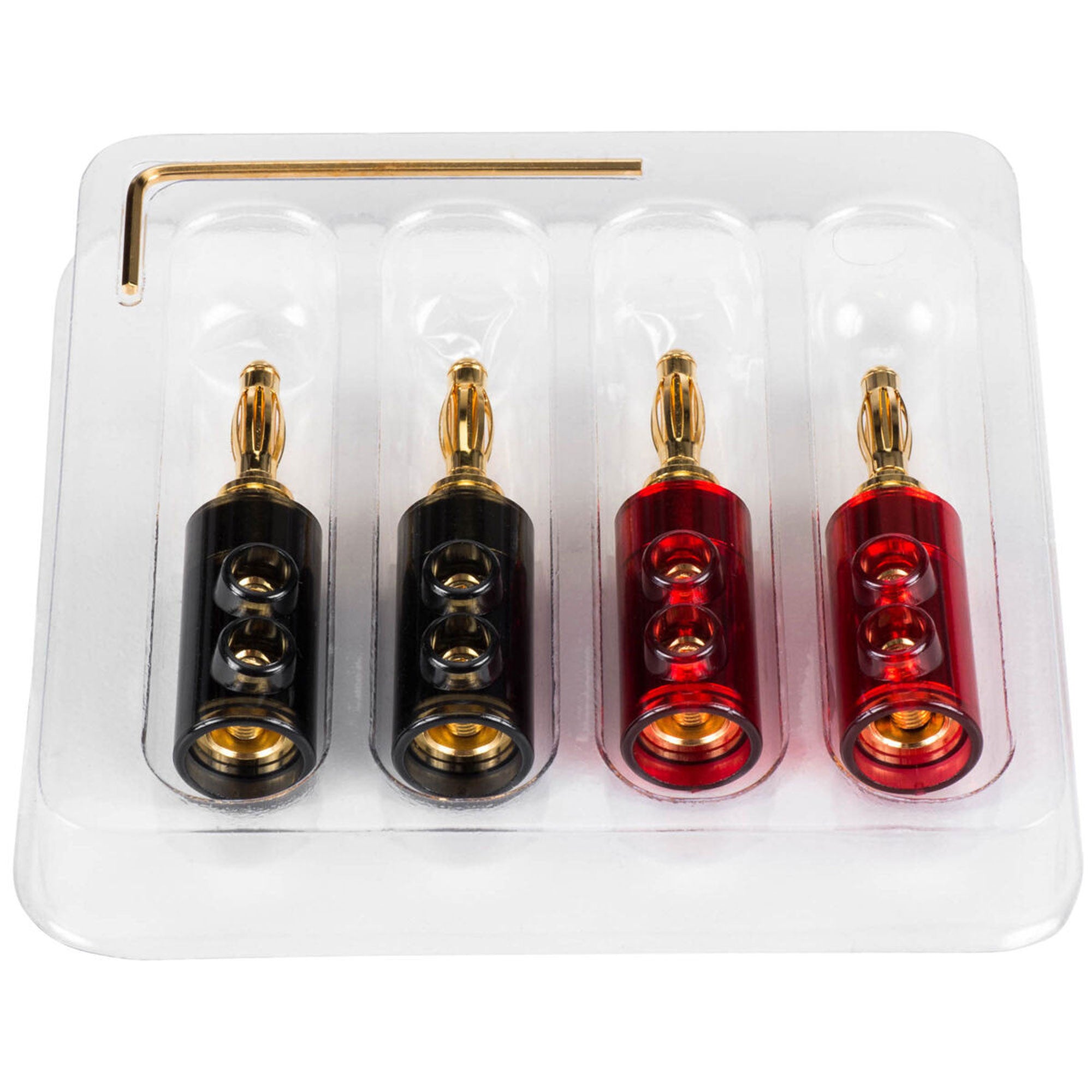 Performance Audio Nine Tines Banana Plugs with Polycarbonate Shell Bi-Wire Kit (2 Red & 2 Black)