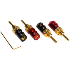 Performance Audio Expanding Banana Plugs with Polycarbonate Shell Bi-Wire Kit (2 Red & 2 Black) Image 1