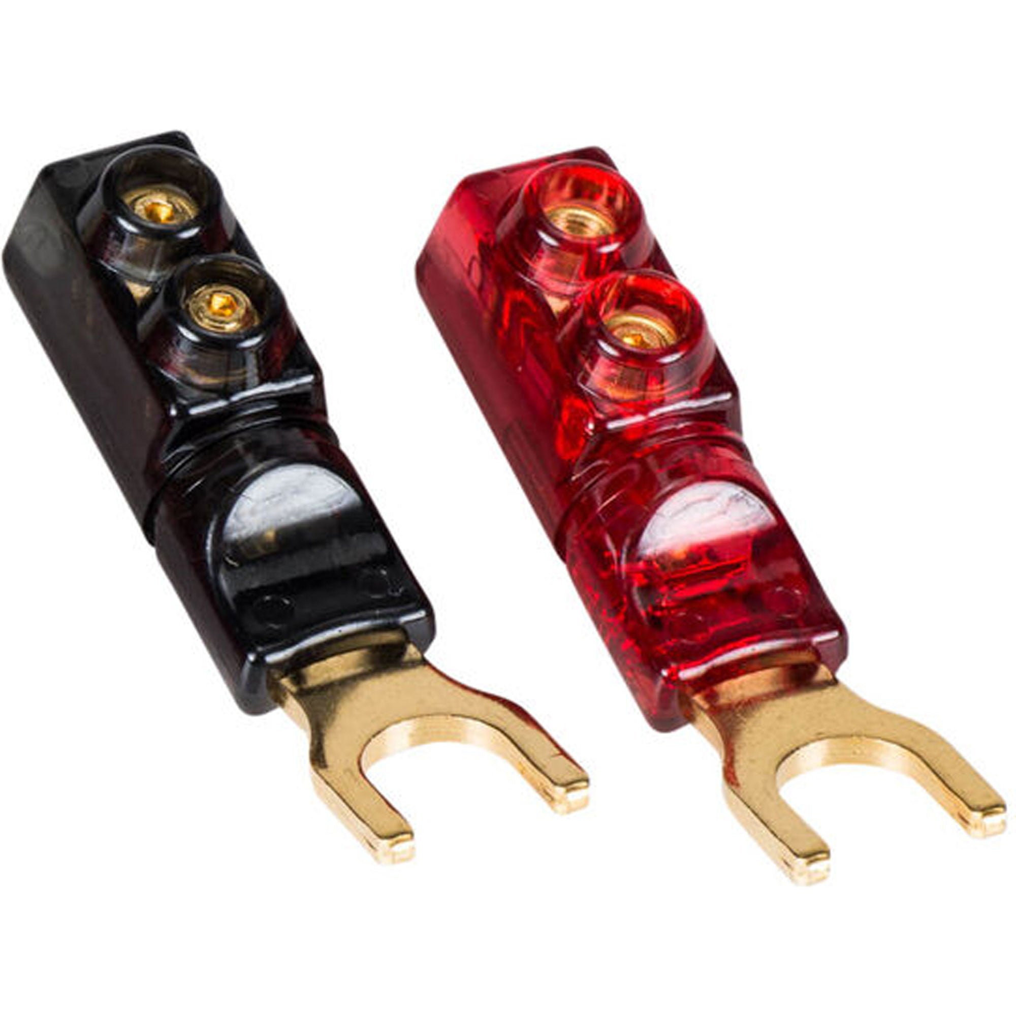 Performance Audio Spade Lug Terminals with Polycarbonate Shell Bi-Wire Kit (2 Red & 2 Black)