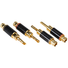Performance Audio BFA Style Banana Plugs with Carbon Fiber Shell Bi-Wire Kit (2 Red & 2 Black) Image 1