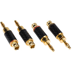 Performance Audio Nine Tines Banana Plugs with Carbon Fiber Shell Bi-Wire Kit (2 Red & 2 Black) Image 1