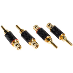 Performance Audio Expanding Banana Plugs with Carbon Fiber Shell Bi-Wire Kit (2 Red & 2 Black) Image 1