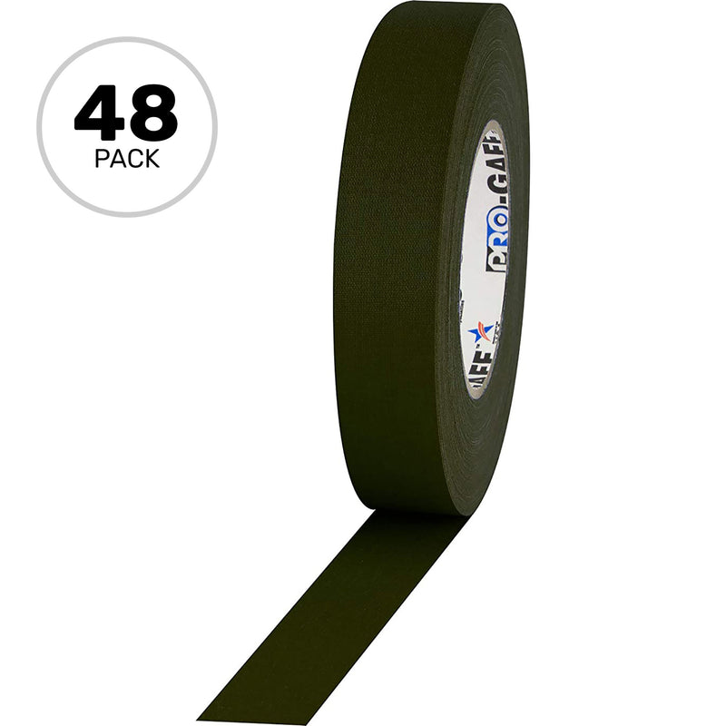 ProTapes Pro Gaff Premium Matte Cloth Gaffers Tape 1" x 55yds (Olive Drab Green, Case of 48)