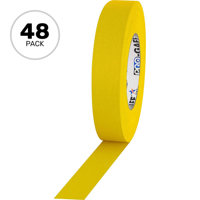 ProTapes Pro Gaff Premium Matte Cloth Gaffers Tape 1" x 55yds (Yellow, Case of 48)