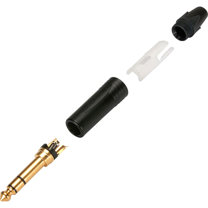 Neutrik NP3X-B Professional 1/4" TRS Stereo Phone Plug (Black/Gold)