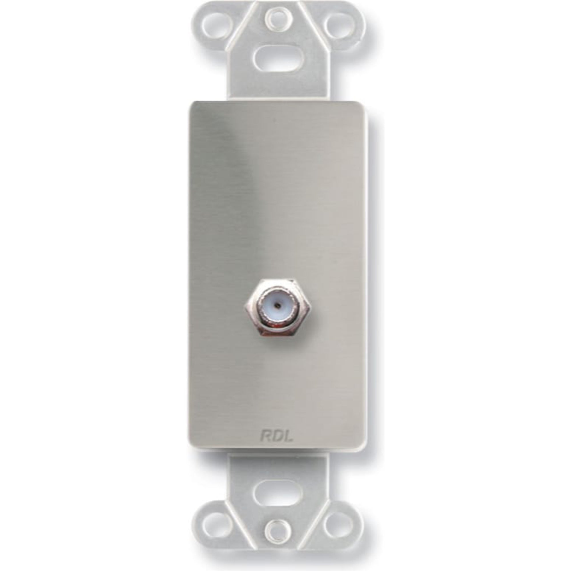 RDL DS-F Female Double-Type F Jack on Decora Plate (Stainless Steel)