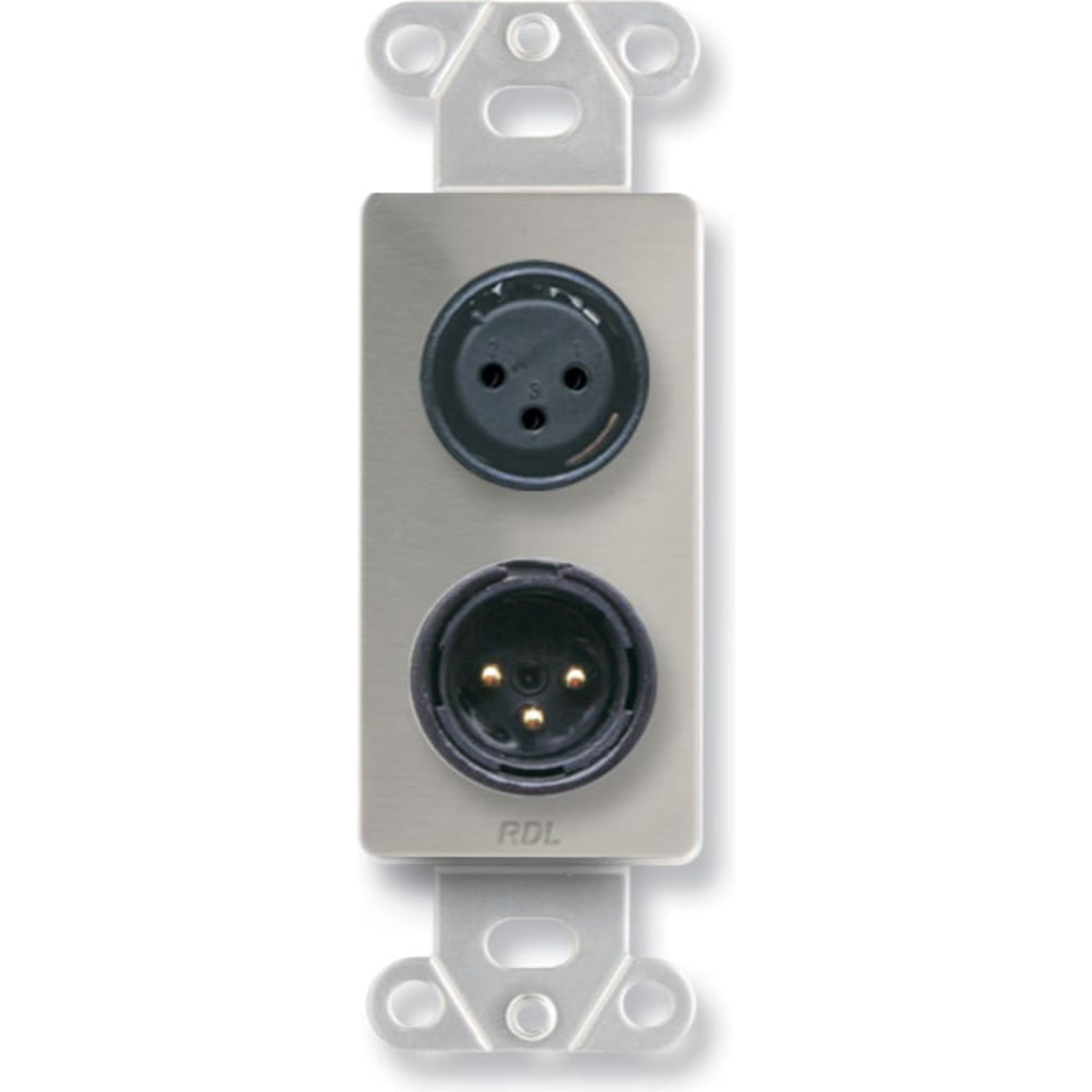 RDL DS-XLR2 XLR 3-Pin Female & 3-Pin Male on Decora Plate (Stainless Steel)