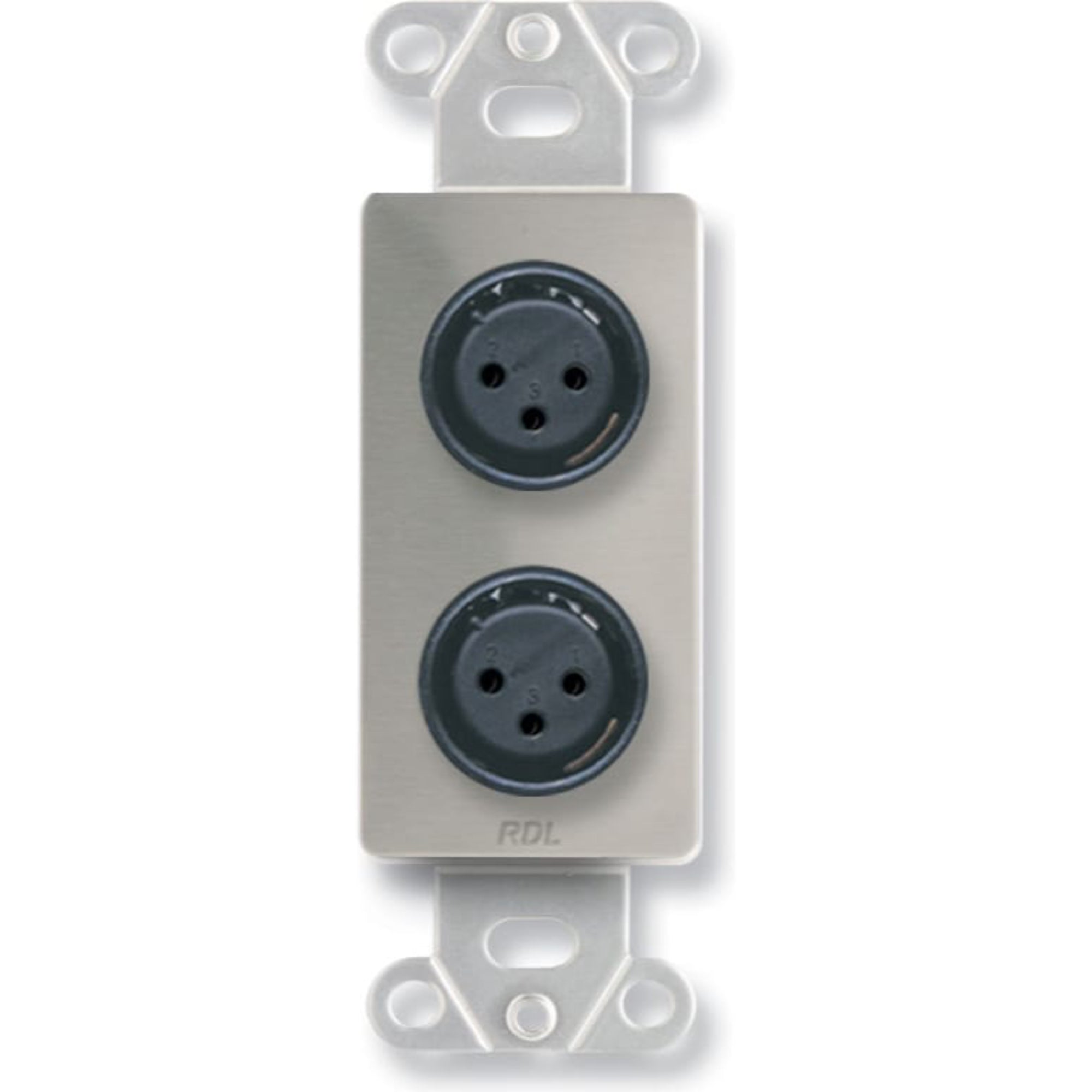 RDL DS-XLR2F Dual XLR 3-Pin Female Jacks on Decora Plate (Stainless Steel)