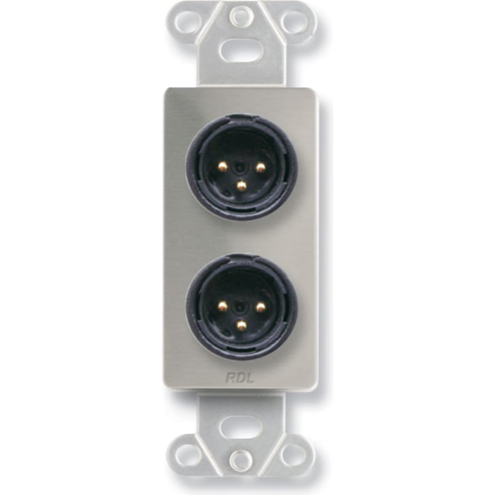 RDL DS-XLR2M Dual XLR 3-Pin Male Jacks on Decora Plate (Stainless Steel)