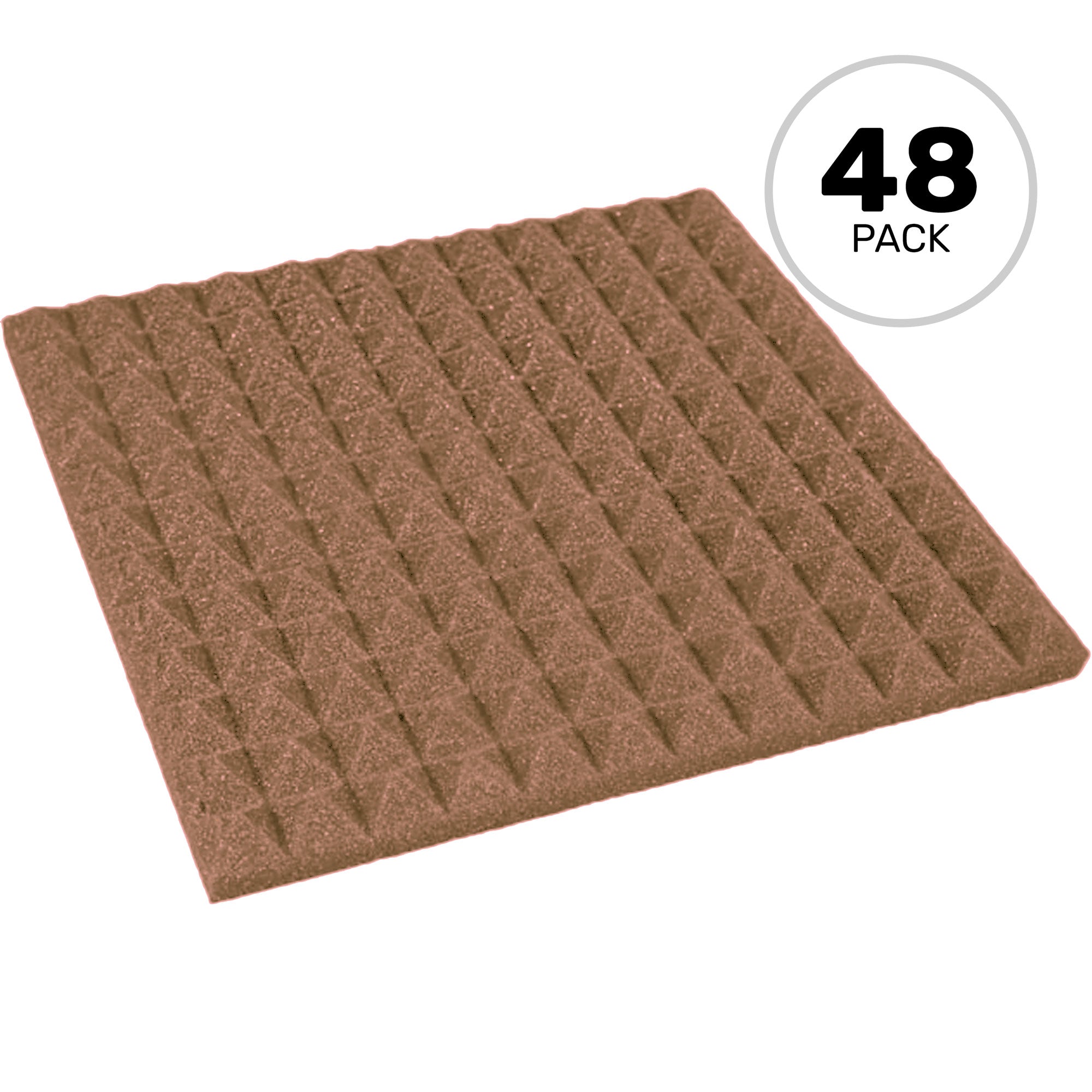 Performance Audio 12" x 12" x 1" Pyramid Acoustic Foam Tile (Brown, 48 Pack)