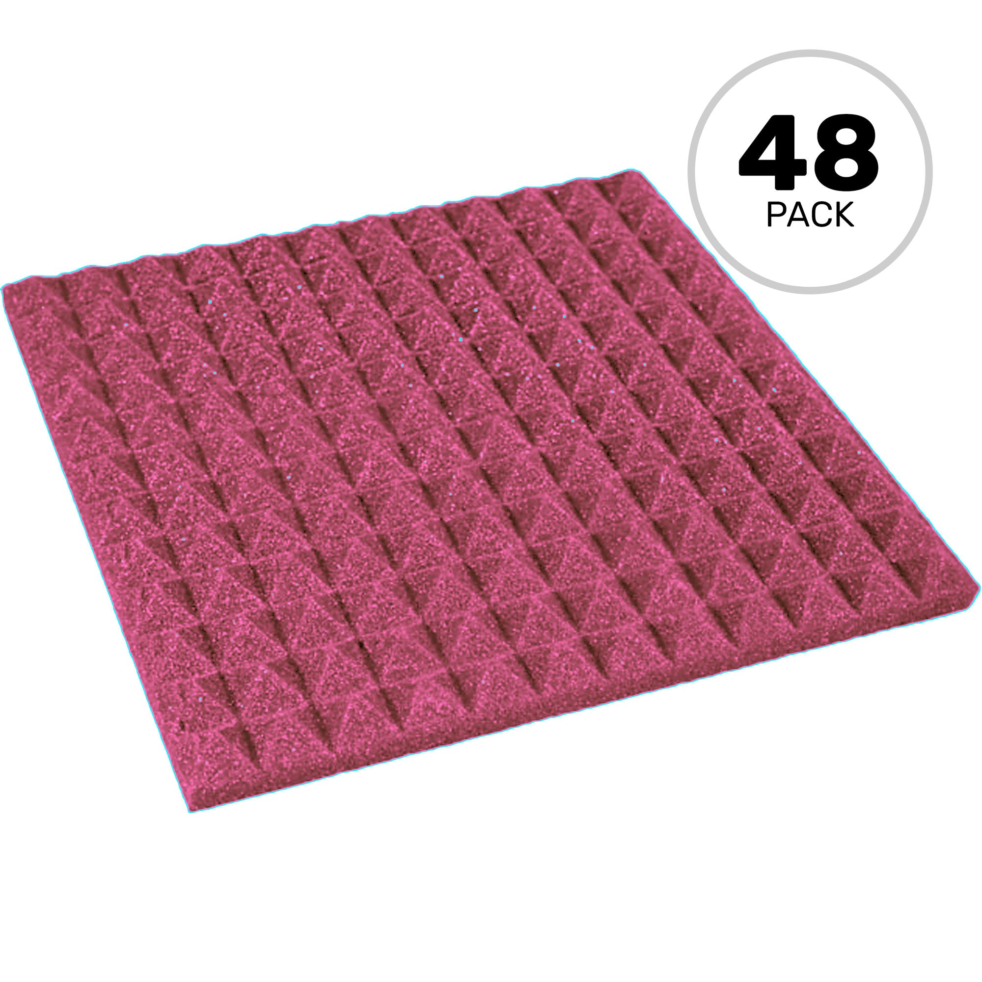 Performance Audio 12" x 12" x 1" Pyramid Acoustic Foam Tile (Burgundy, 48 Pack)