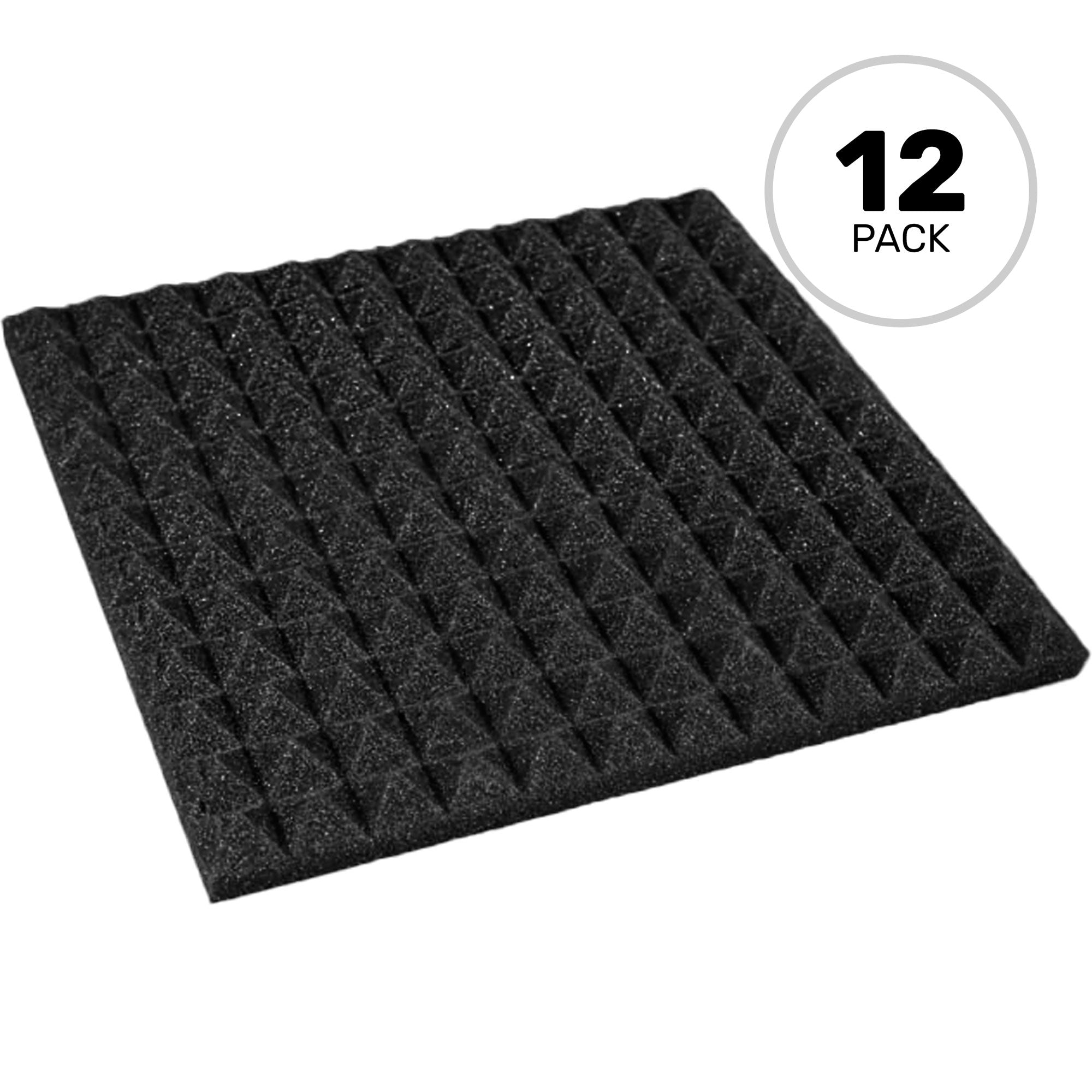 Performance Audio 12" x 12" x 1" Pyramid Acoustic Foam Tile (Charcoal, 12 Pack)