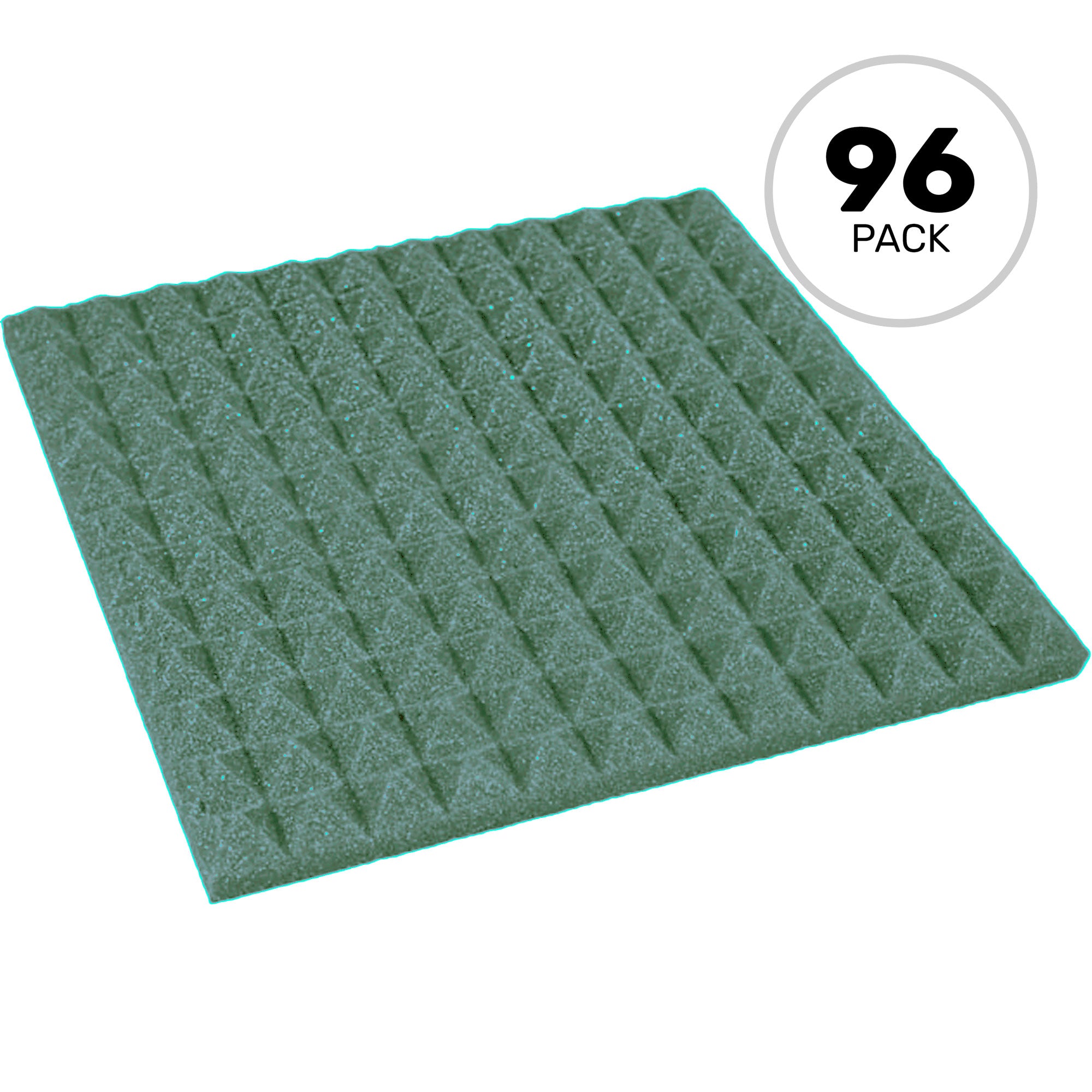 Performance Audio 12" x 12" x 1" Pyramid Acoustic Foam Tile (Forest Green, 96 Pack)