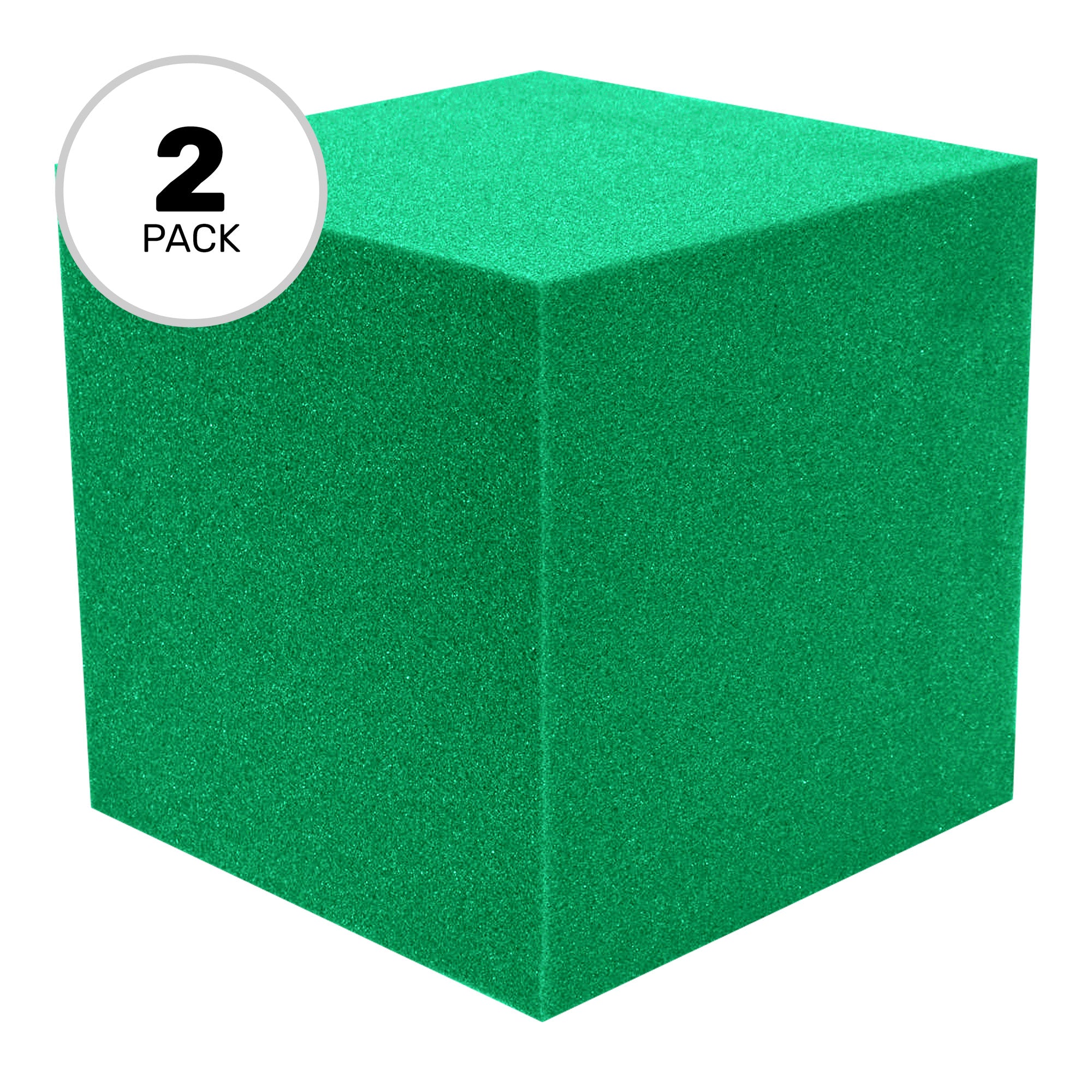 Performance Audio 12" x 12" x 12" Corner Cube Acoustic Foam Block (Kelly Green, 2 Pack)