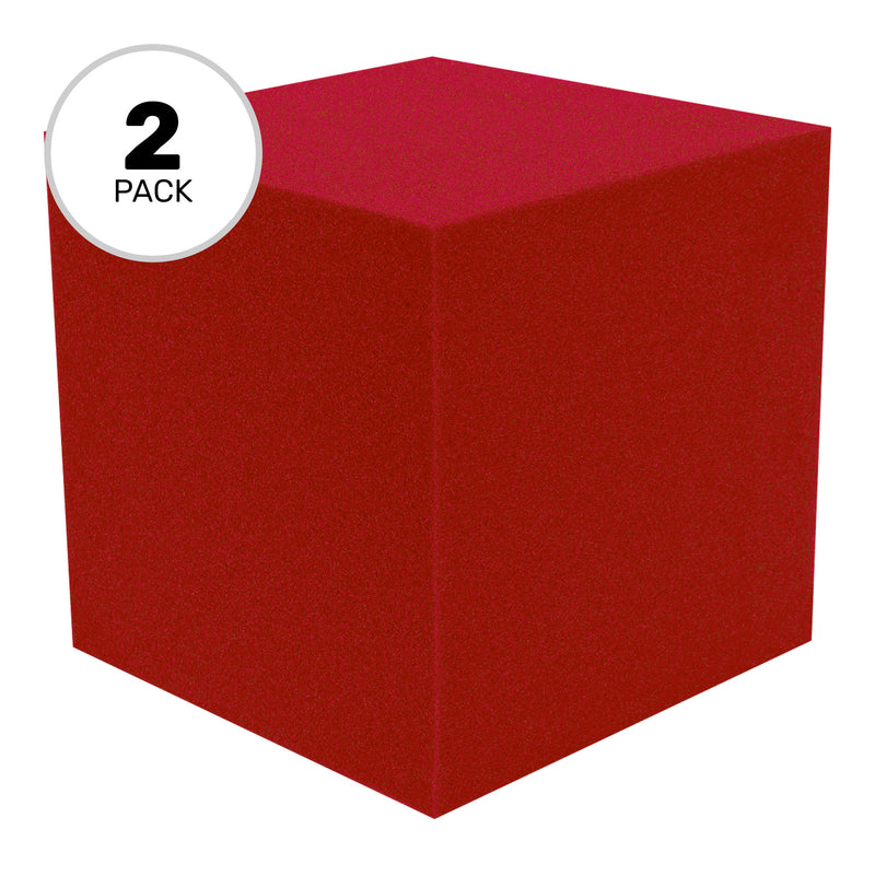 Performance Audio 12" x 12" x 12" Corner Cube Acoustic Foam Block (Red, 2 Pack)