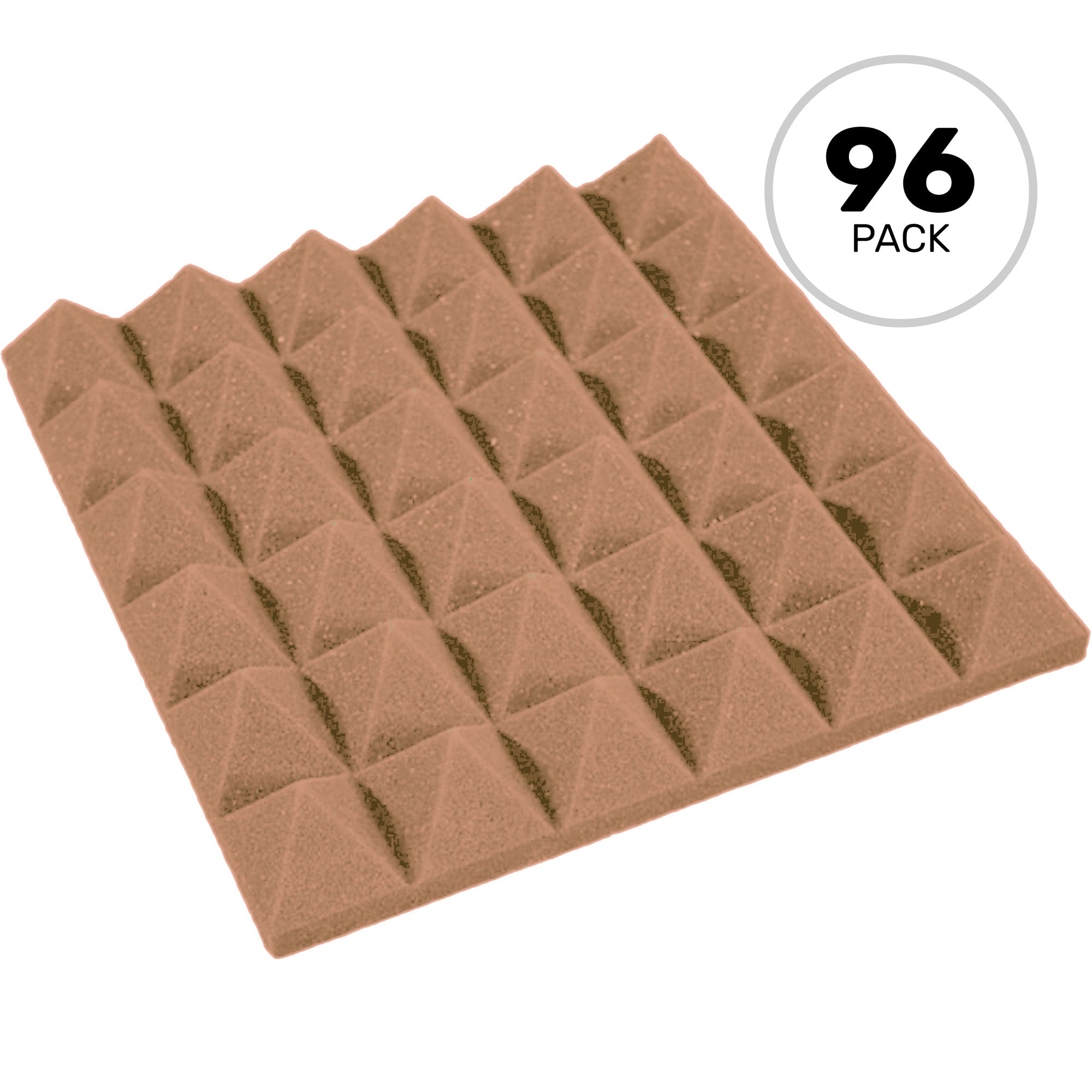 Performance Audio 12" x 12" x 2" Pyramid Acoustic Foam Tile (Brown, 96 Pack)