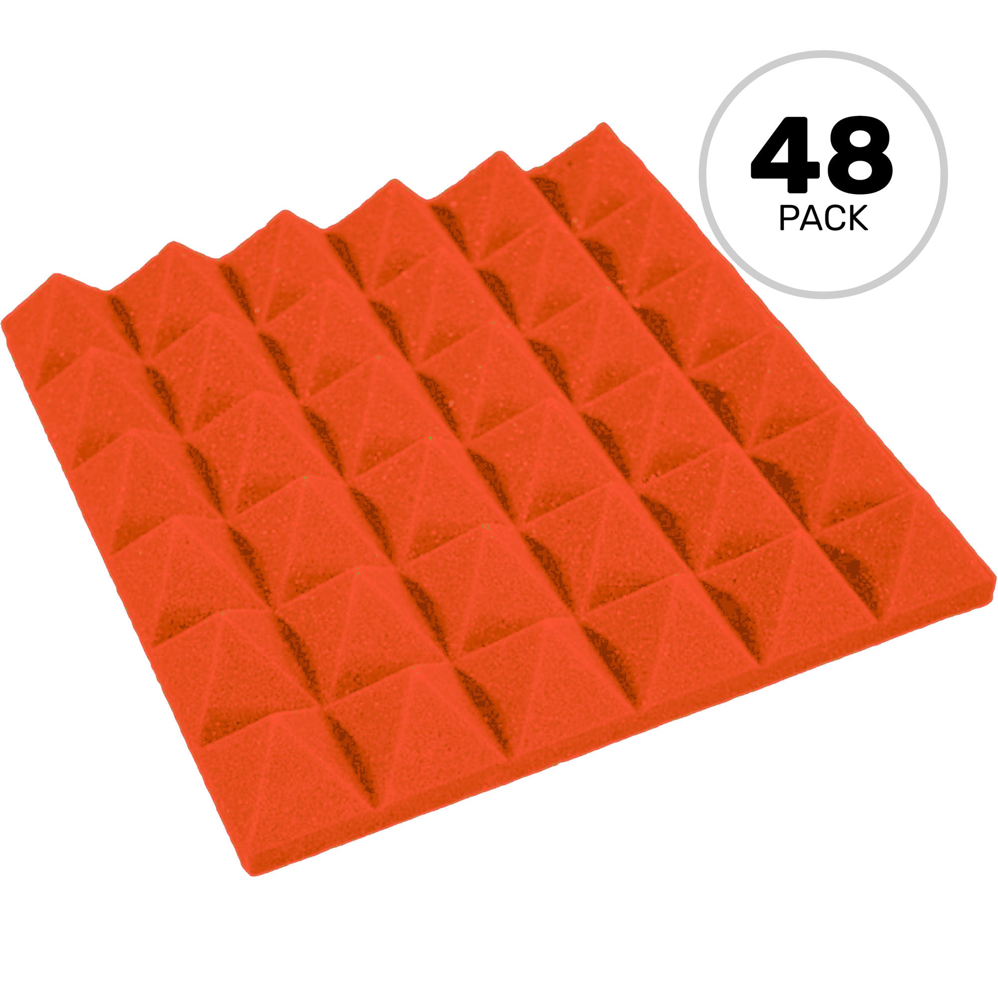 Performance Audio 12" x 12" x 2" Pyramid Acoustic Foam Tile (Orange, 48 Pack)