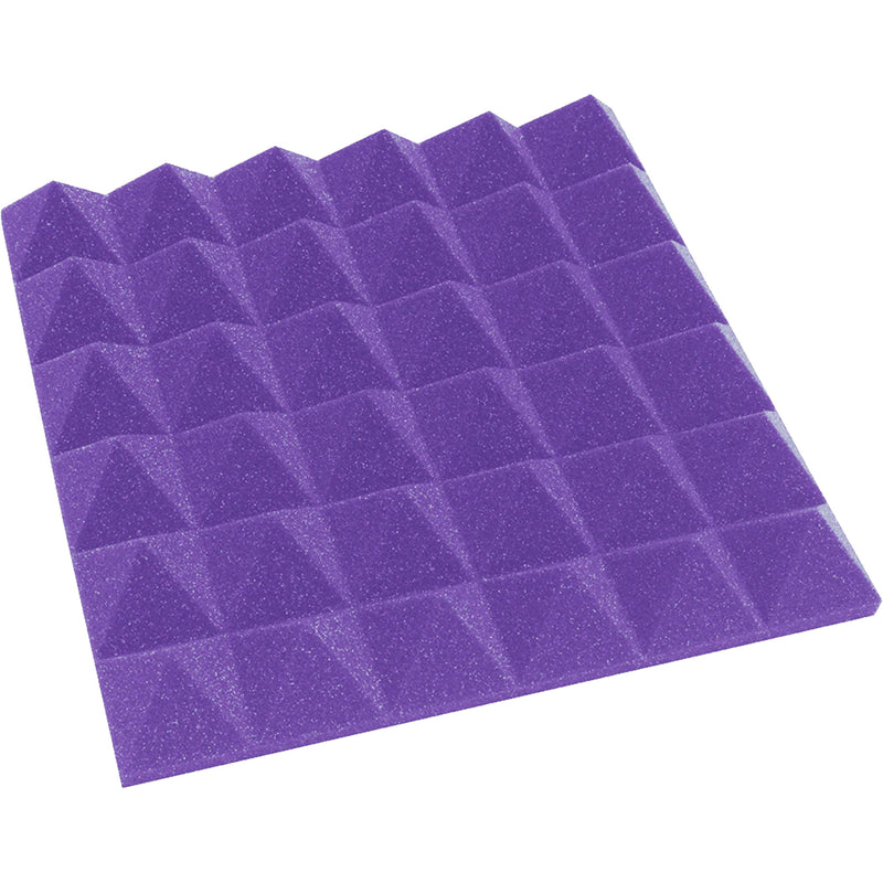 Performance Audio 12" x 12" x 2" Pyramid Acoustic Foam Tile (Purple, 96 Pack)