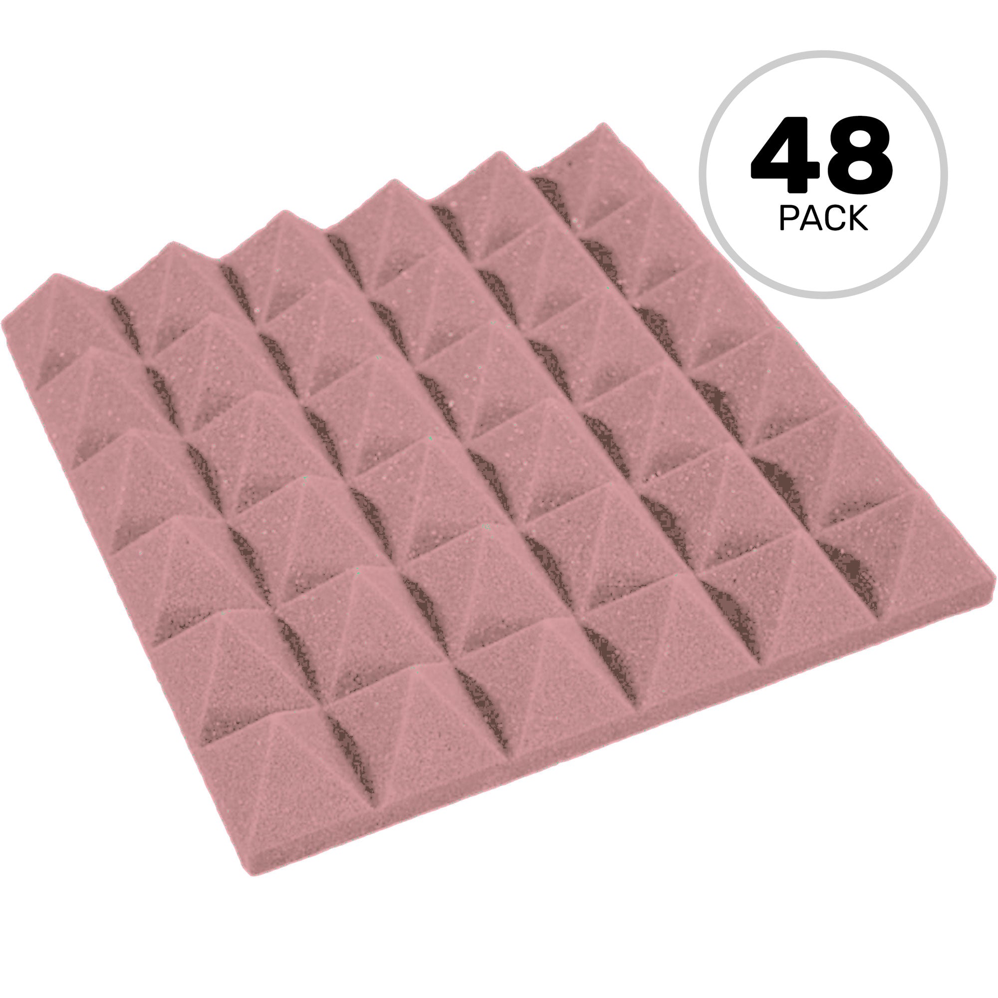Performance Audio 12" x 12" x 2" Pyramid Acoustic Foam Tile (Rosy Beige, 48 Pack)