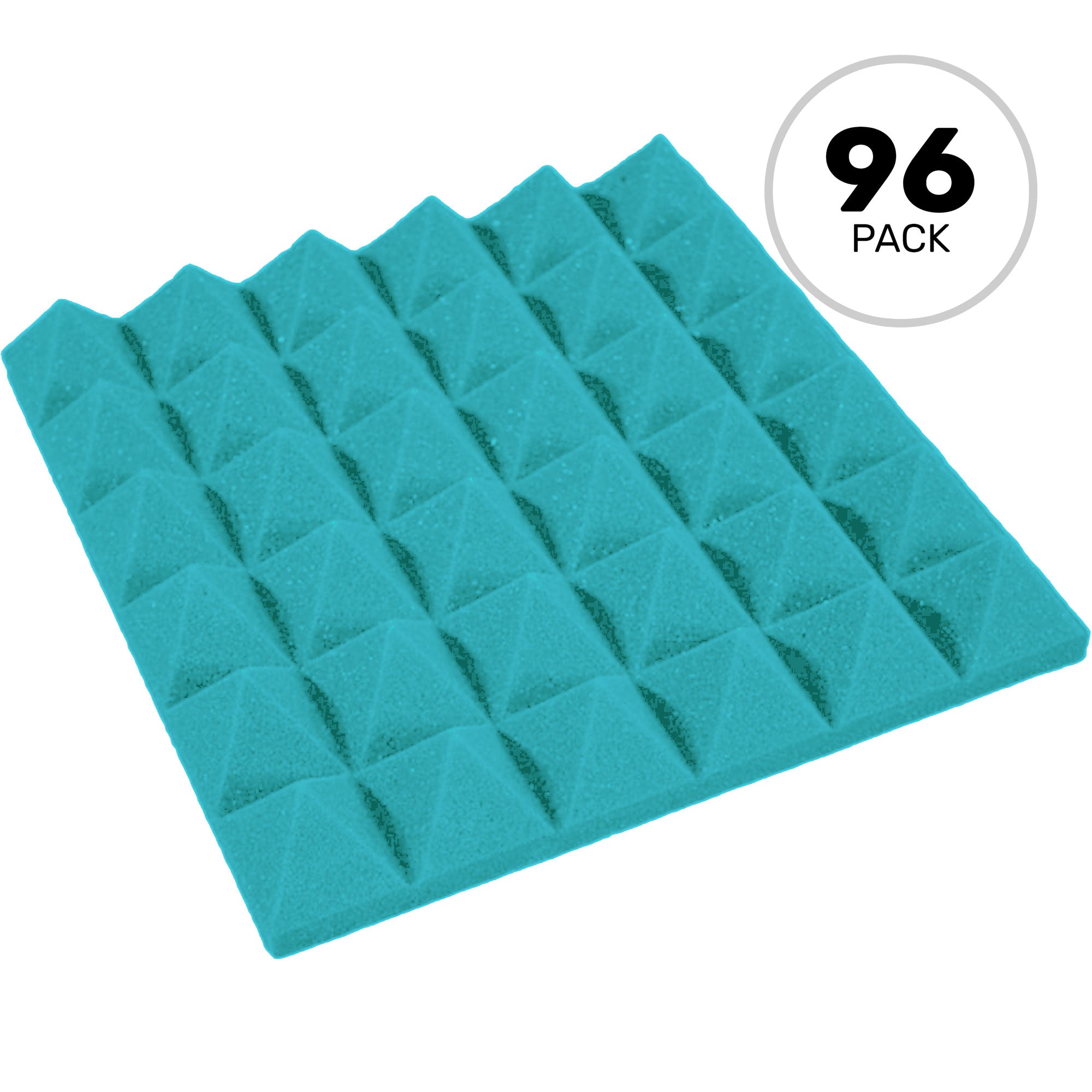 Performance Audio 12" x 12" x 2" Pyramid Acoustic Foam Tile (Teal, 96 Pack)