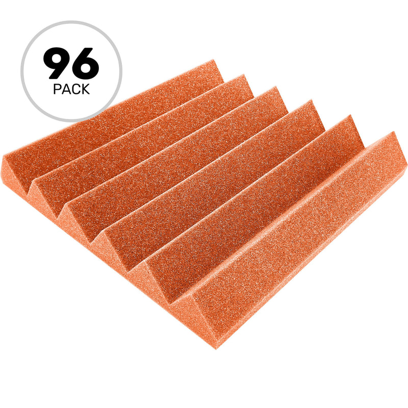 Performance Audio 12" x 12" x 2" Wedge Acoustic Foam Tile (Orange, 96 Pack)