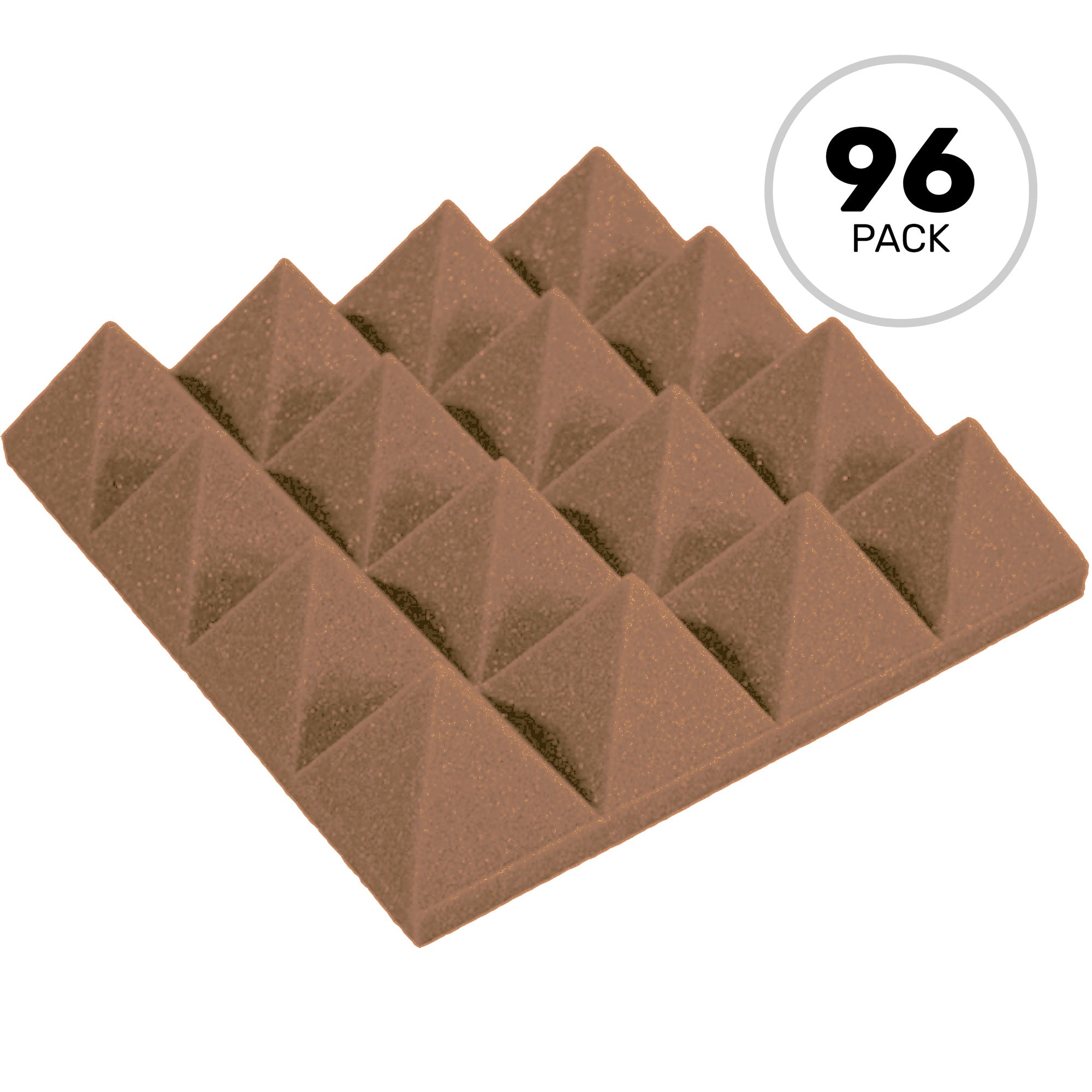 Performance Audio 12" x 12" x 3" Pyramid Acoustic Foam Tile (Brown, 96 Pack)