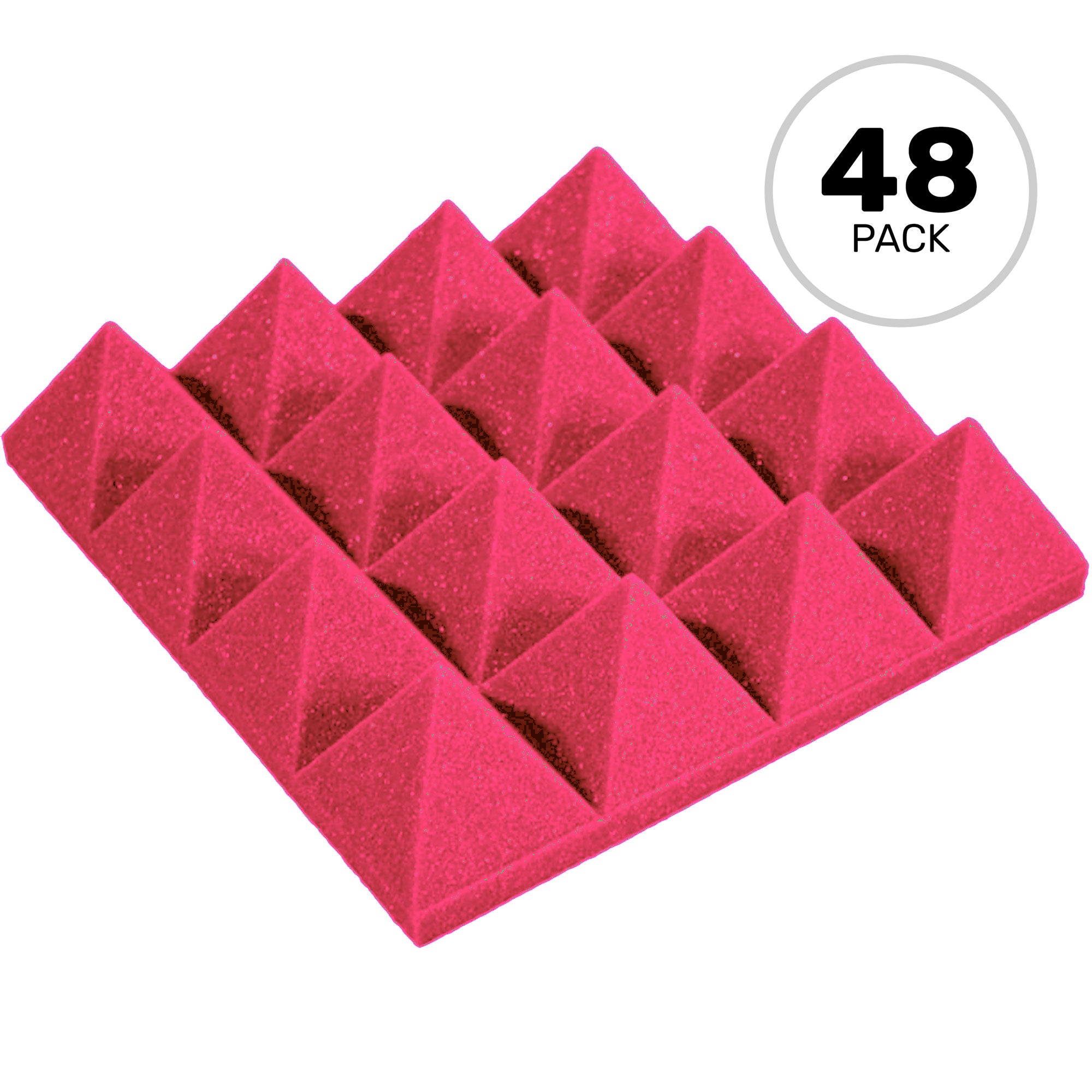 Performance Audio 12" x 12" x 3" Pyramid Acoustic Foam Tile (Burgundy, 48 Pack)