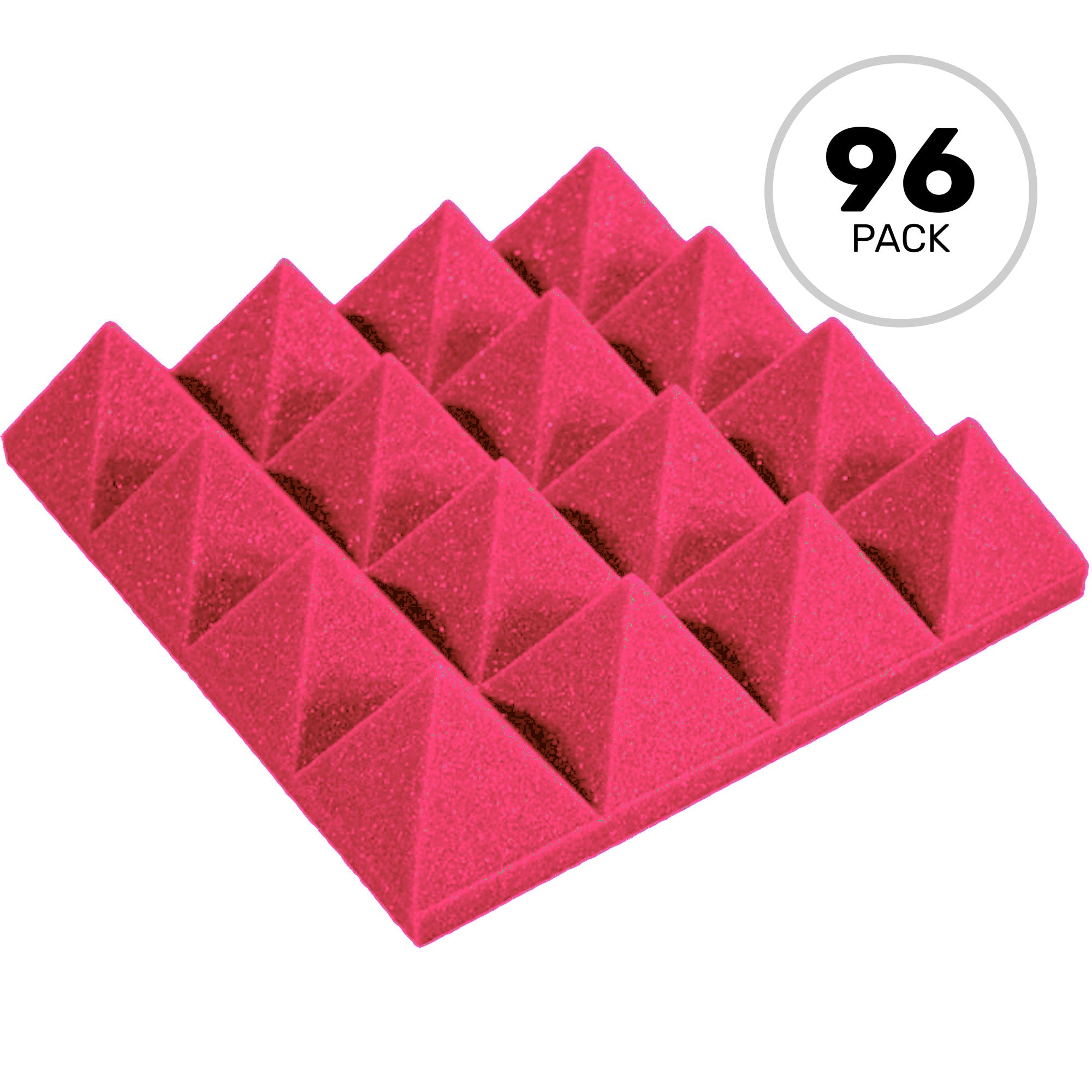 Performance Audio 12" x 12" x 3" Pyramid Acoustic Foam Tile (Burgundy, 96 Pack)