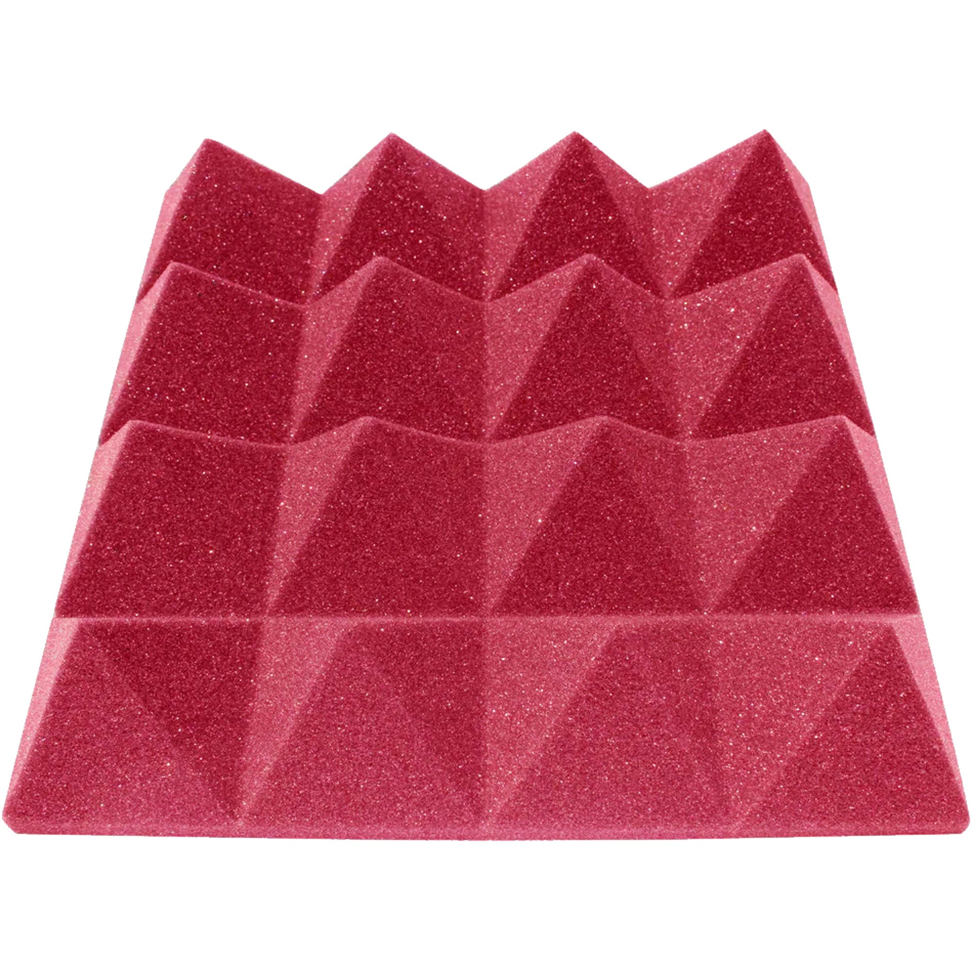 Performance Audio 12" x 12" x 3" Pyramid Acoustic Foam Tile (Burgundy, 96 Pack)