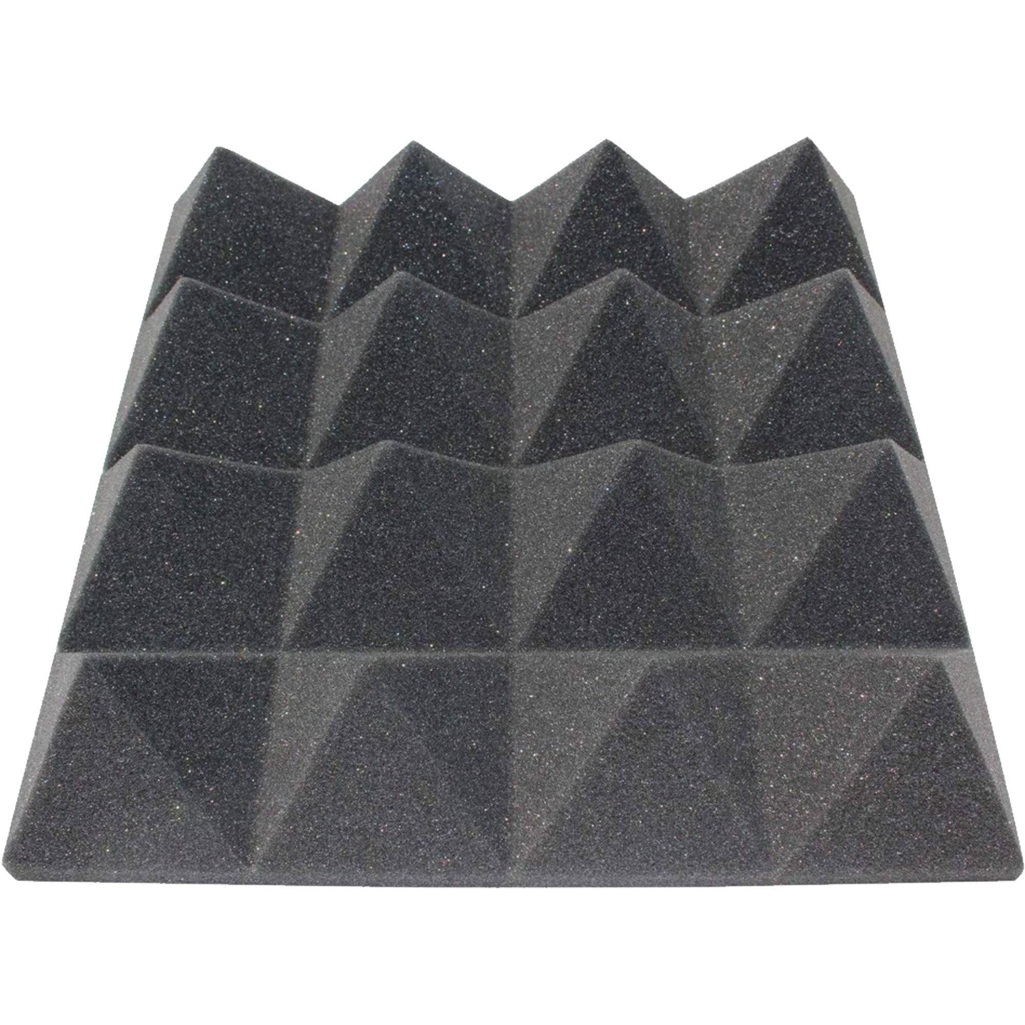Performance Audio 12" x 12" x 3" Pyramid Acoustic Foam Tile (Charcoal, 48 Pack)